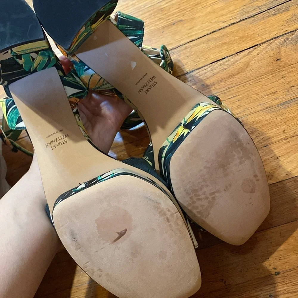 Stuart Weitzman / NEW Carmina ANKLE STRAP floral TROPICAL Platform Sandal 9.5